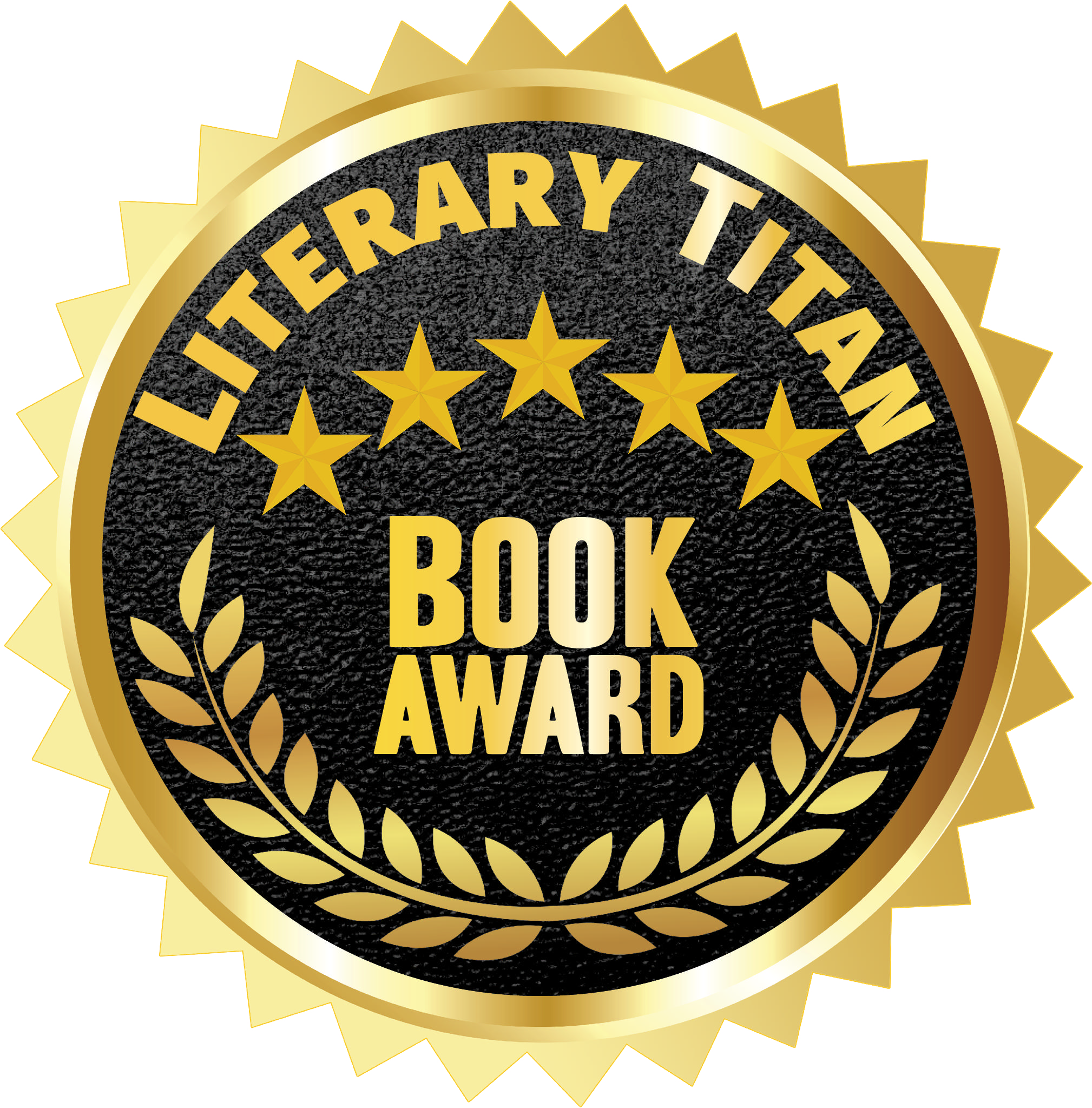 Gold medallion displaying the text Literary Titan and Book Award
